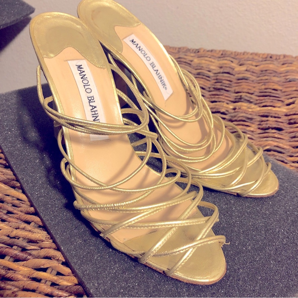Manolo Blahnik Gold Heels